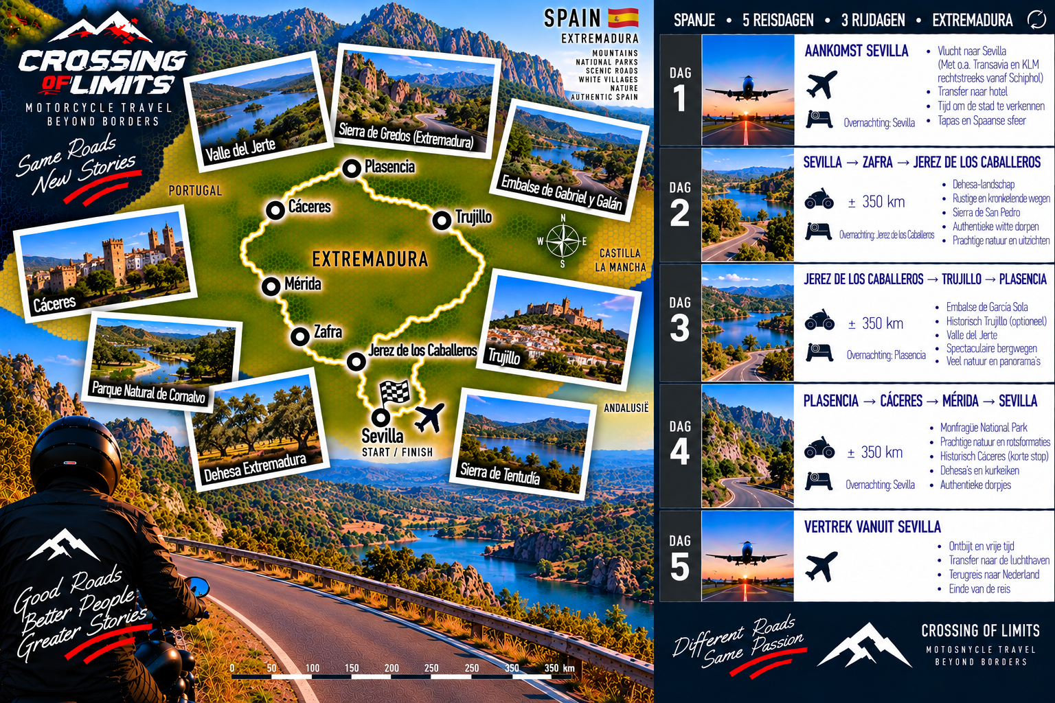 5-daagse motorreis Centraal Spanje · Sevilla, Extremadura & Castilië